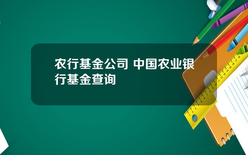 农行基金公司 中国农业银行基金查询